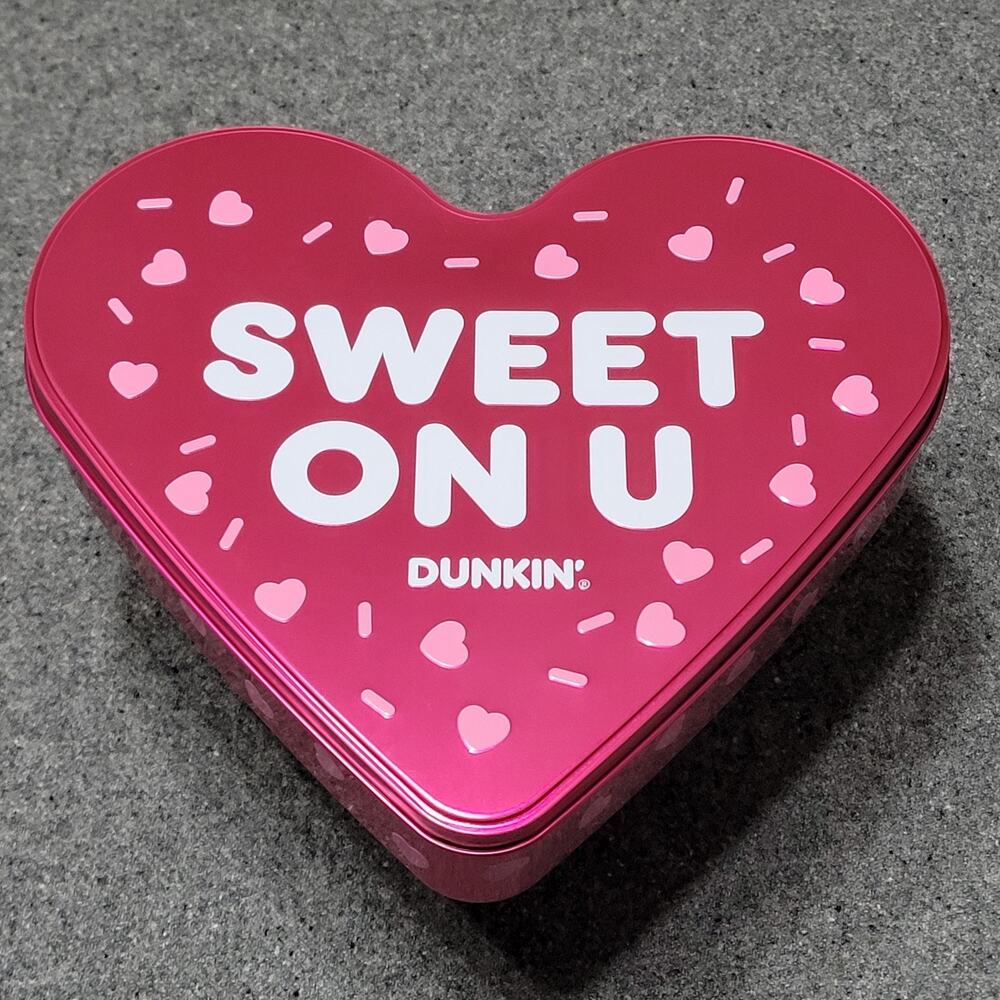 Dunkin Donuts Munchkin Tin 2026 Red Valentine Heart Sweet On U XOXO 11"x11"x2"